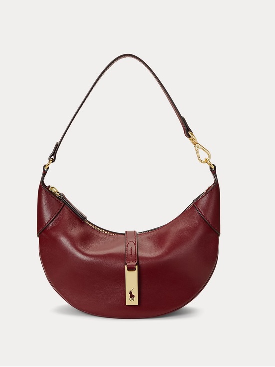 Ralph Lauren Handbags - Polo Ralph Lauren ID Calfskin Mini Shoulder Bag in Dark Red